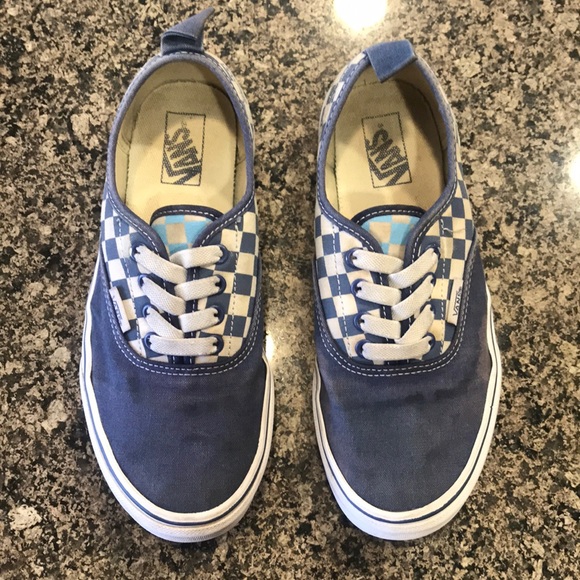 girls blue checkered vans